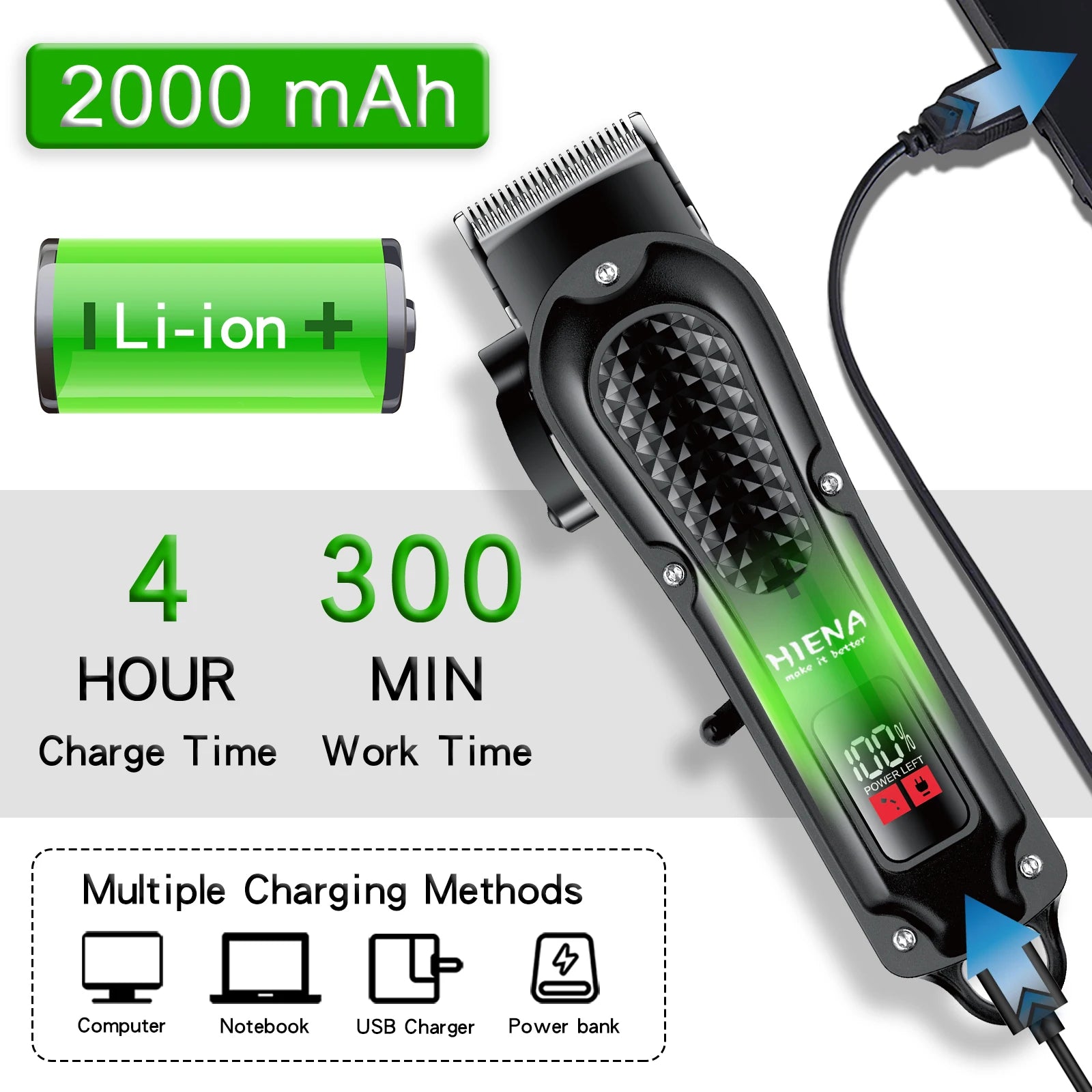 HIENA professional Hair Clipper for Barber shop HYN-212 Electri Hair Trimmers cutting machine men's clippers Shaver appliance