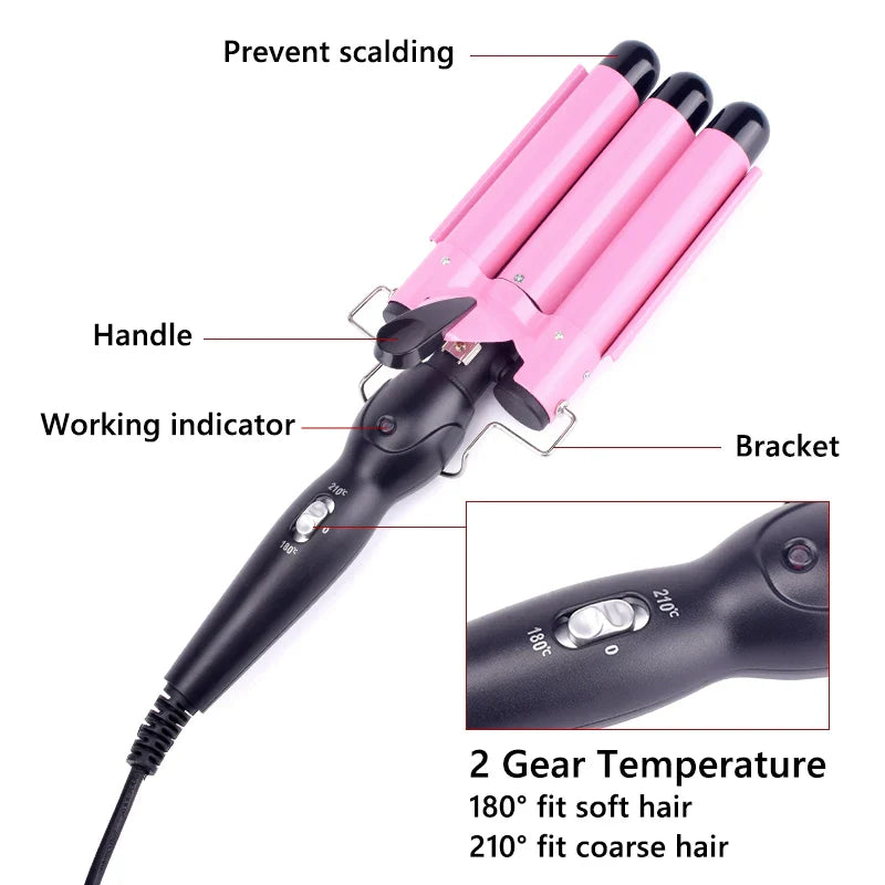 Triple Barrel Hair Curler Hair Wave Waver Styling Tools Hair Styling Wand