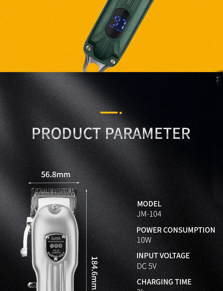 Professional Dog Hair Clipper All Metal Rechargeable Pet Trimmer Cat Shaver Cutting Machine Pets Low Noice Grooming Haircut