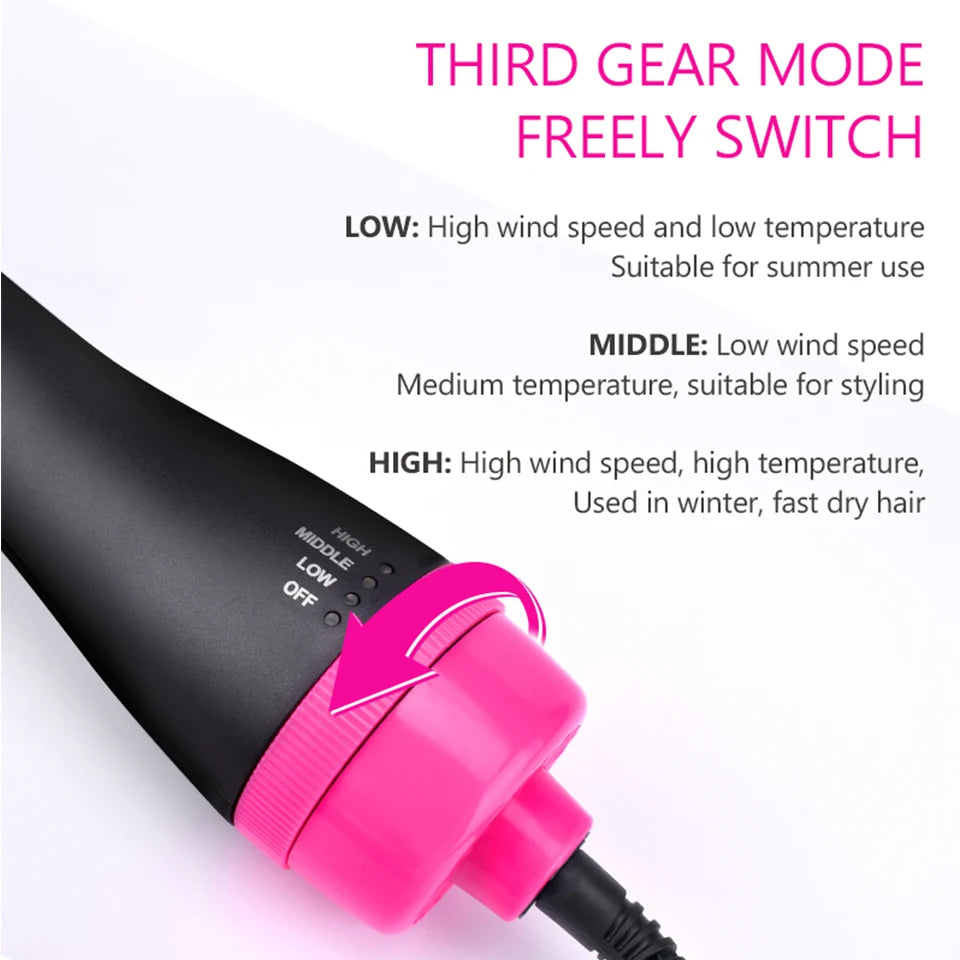 One Step Hair Dryer & Volumizer Salon Hot Air Paddle Styling Brush Negative Ion Generator Hair Straightener Curler