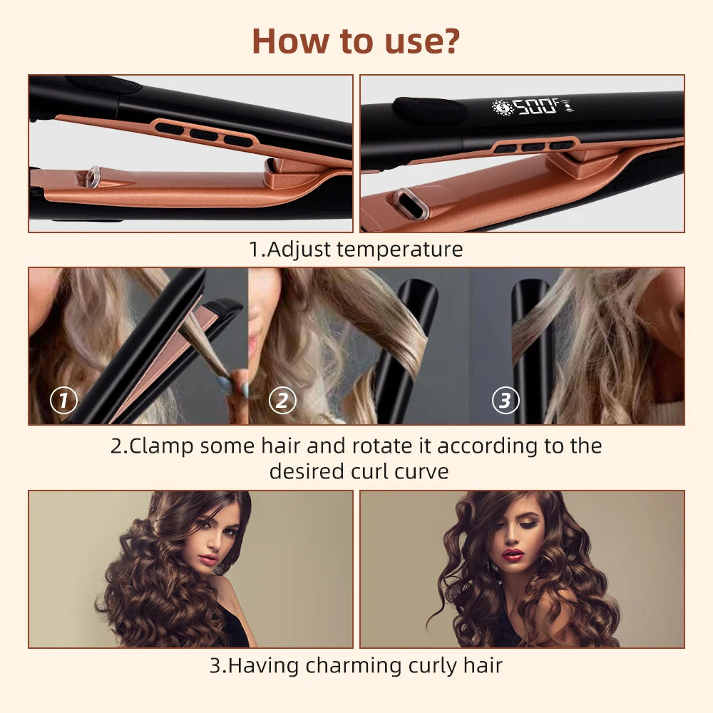 Ionic Hair Straightener Curler Keratin Treatment 500°F Hair Flat Irons For Frizzy Hair Recovers Damage Straightening Iron