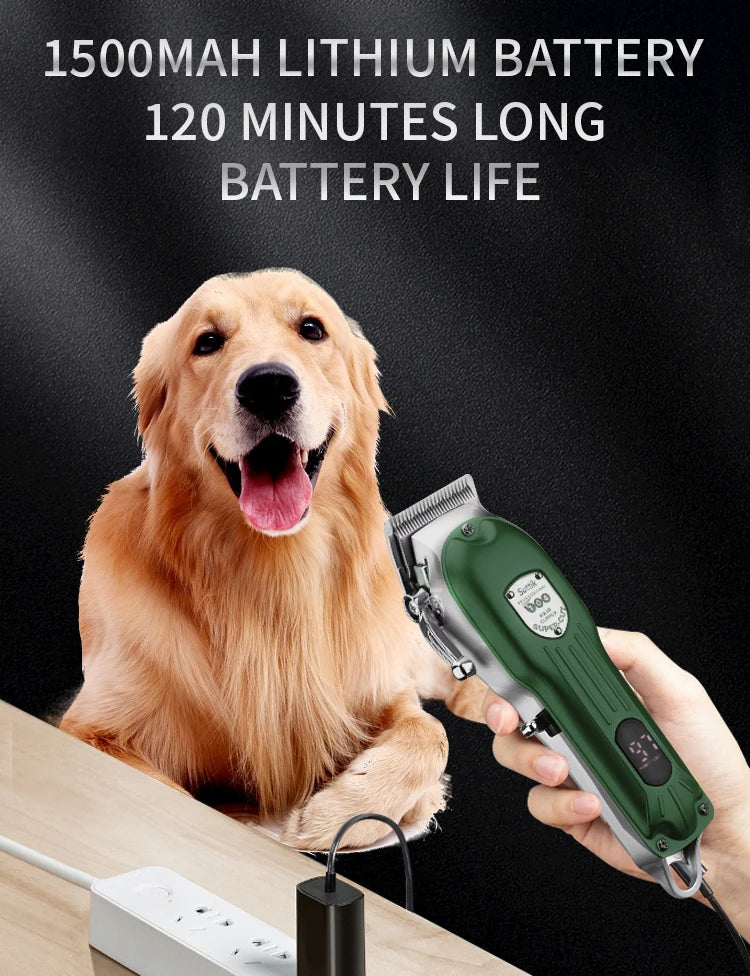 Professional Dog Hair Clipper All Metal Rechargeable Pet Trimmer Cat Shaver Cutting Machine Pets Low Noice Grooming Haircut